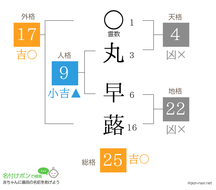 丸 早蕗さんの姓名判断結果