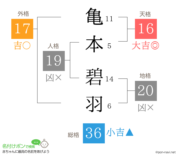 亀本 碧羽さんの姓名判断結果