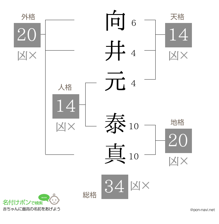 向井元 泰真さんの姓名判断結果