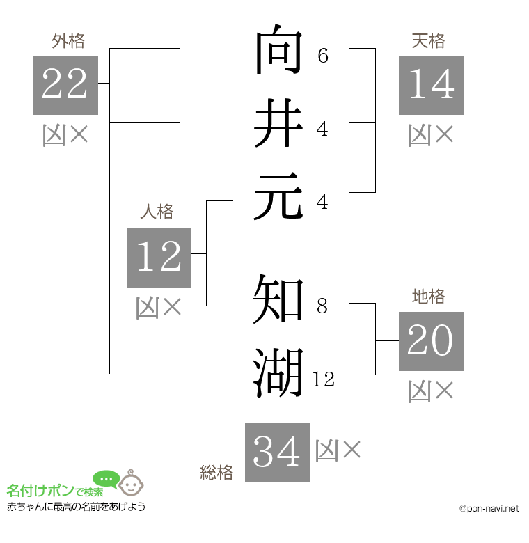 向井元 知湖さんの姓名判断結果