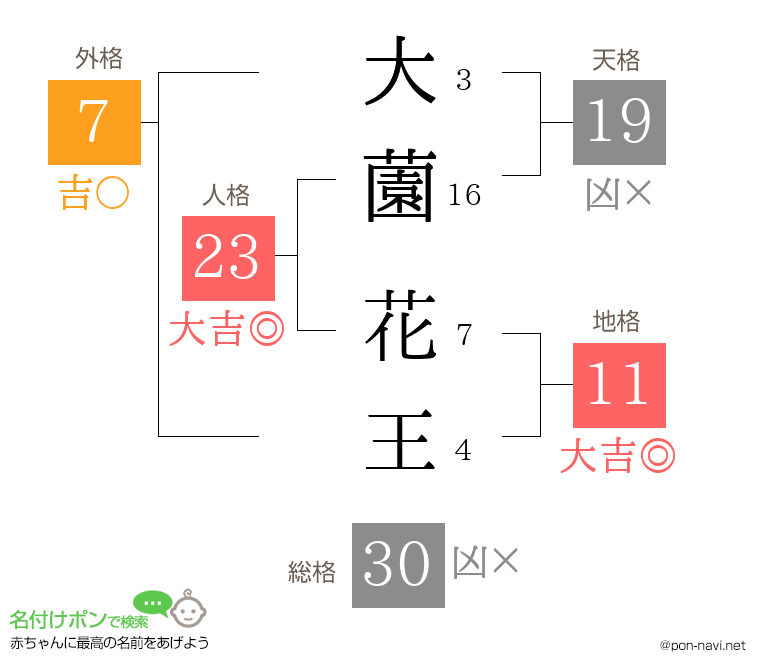 大薗 花王さんの姓名判断結果