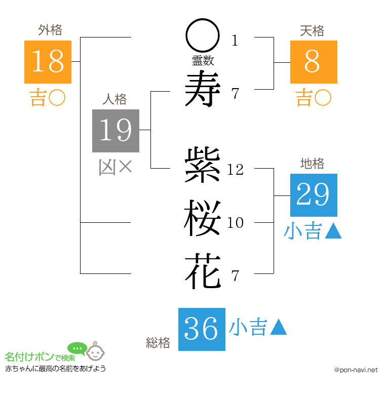 寿 紫桜花さんの姓名判断結果