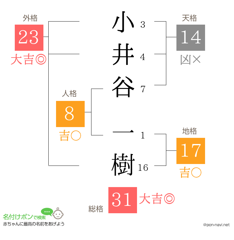 小井谷 一樹さんの姓名判断結果