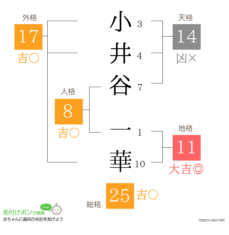 小井谷 一華さんの姓名判断結果