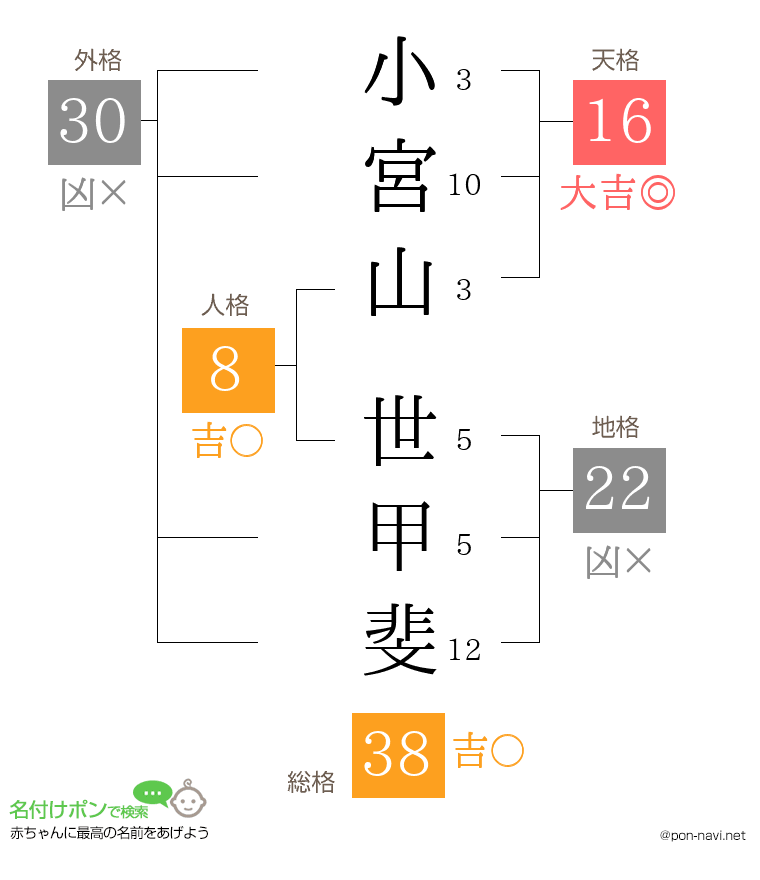 小宮山 世甲斐さんの姓名判断結果