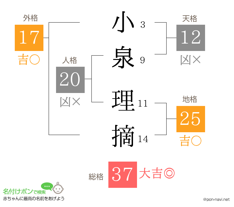 小泉 理摘さんの姓名判断結果