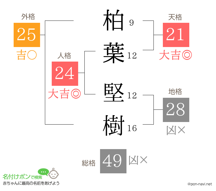 柏葉 堅樹さんの姓名判断結果
