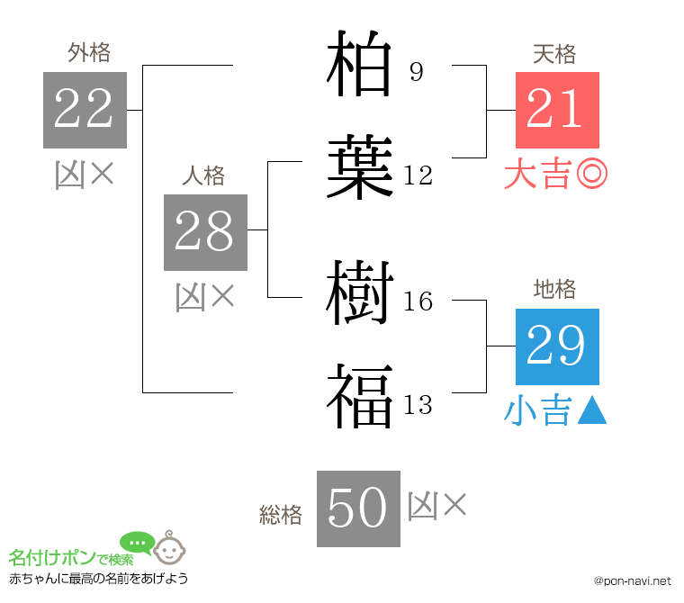柏葉 樹福さんの姓名判断結果