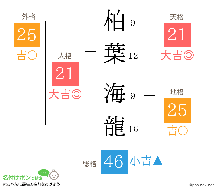 柏葉 海龍さんの姓名判断結果