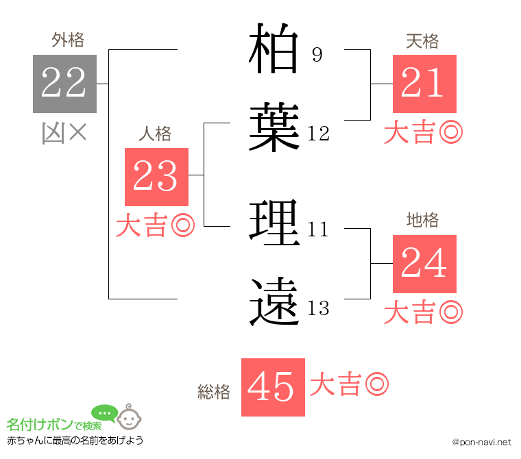 柏葉 理遠さんの姓名判断結果