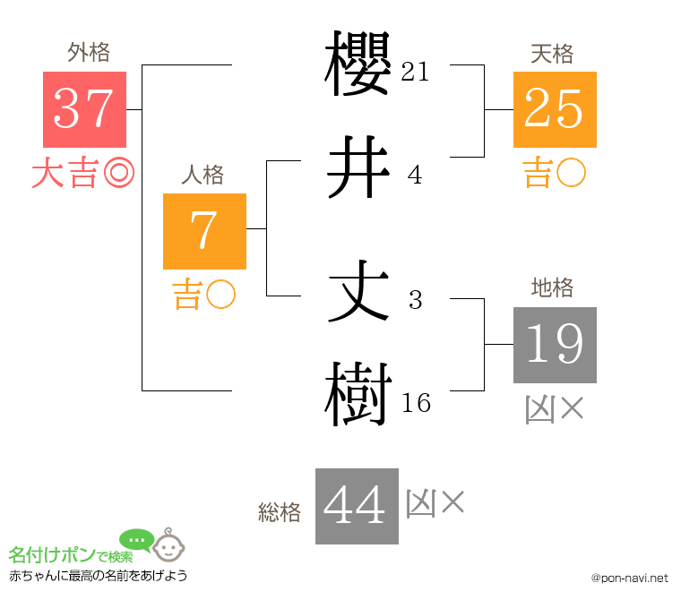 櫻井 丈樹さんの姓名判断結果