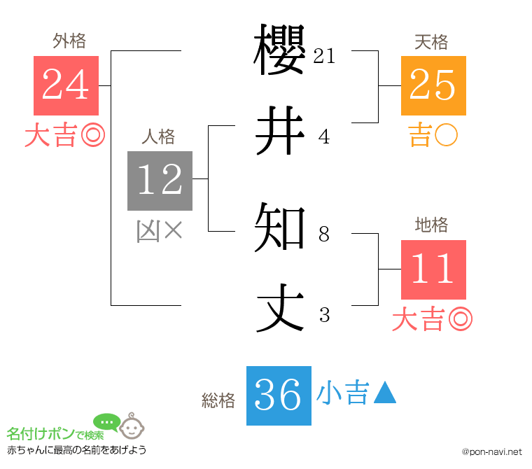 櫻井 知丈さんの姓名判断結果