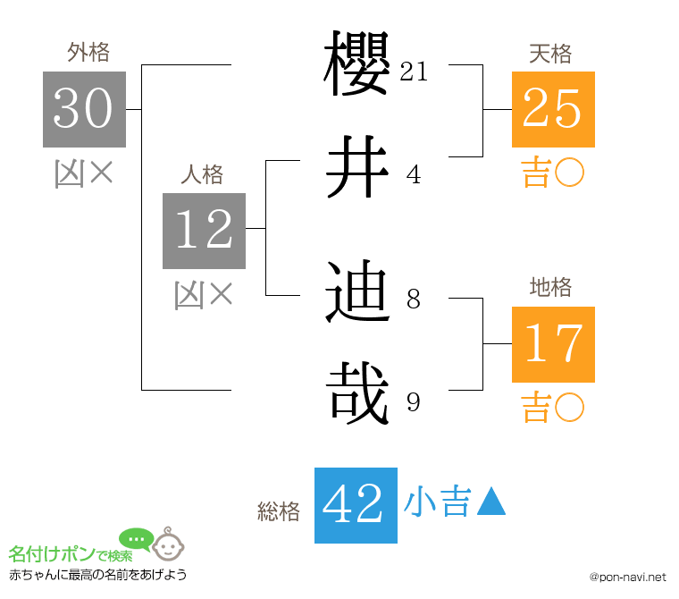 櫻井 迪哉さんの姓名判断結果