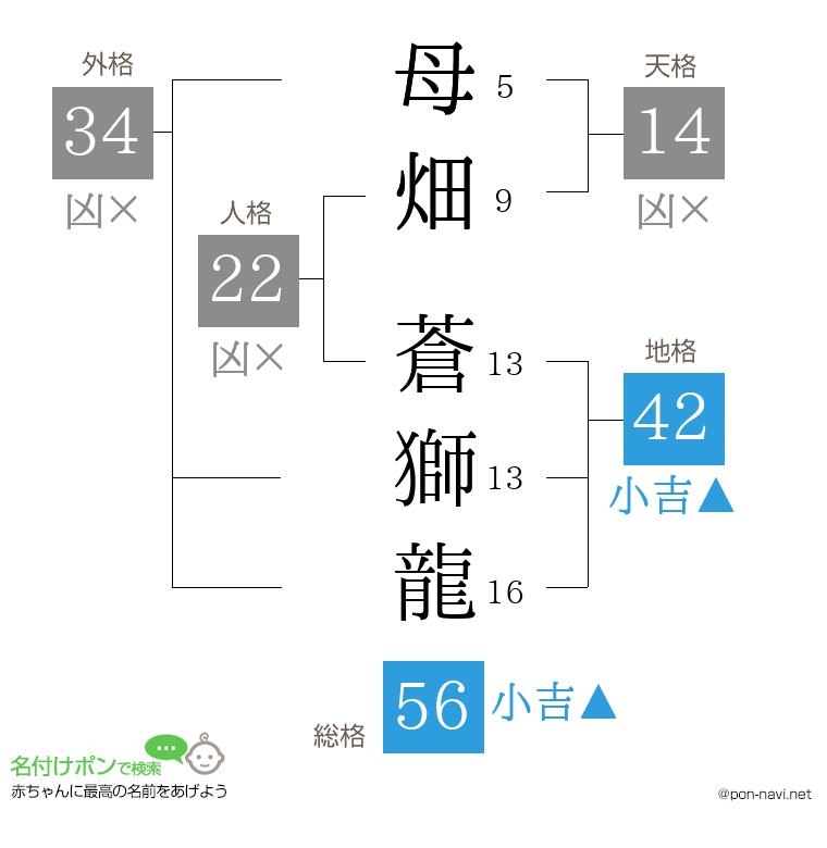 母畑 蒼獅龍さんの姓名判断結果