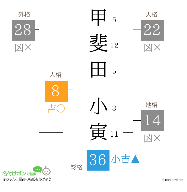 甲斐田 小寅さんの姓名判断結果