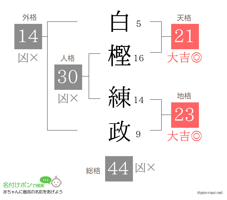 白樫 練政さんの姓名判断結果