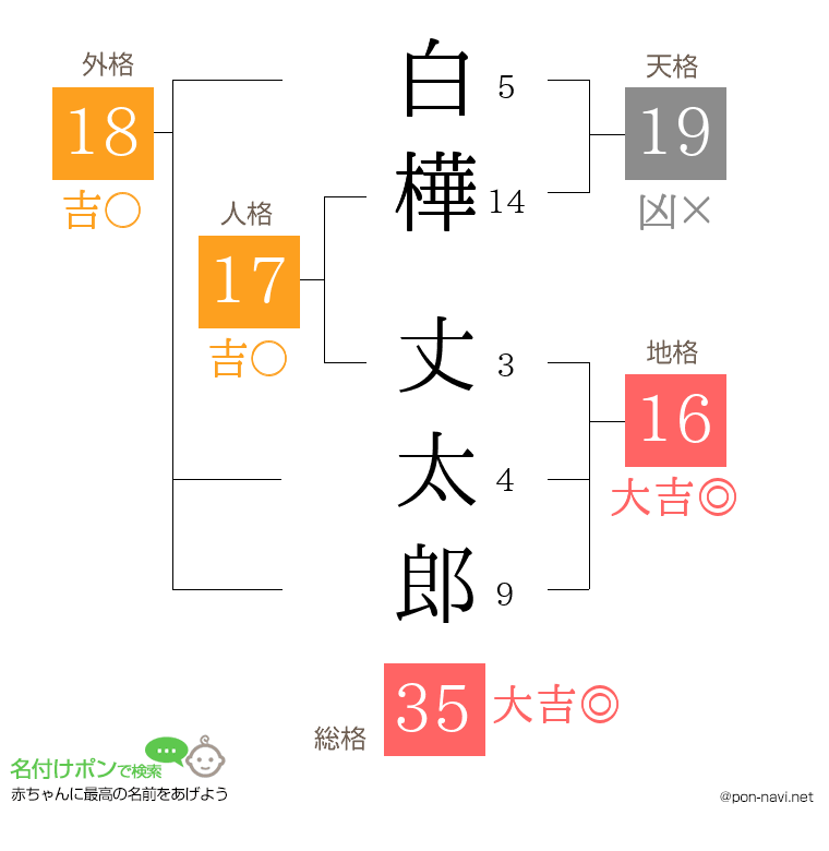白樺 丈太郎さんの姓名判断結果