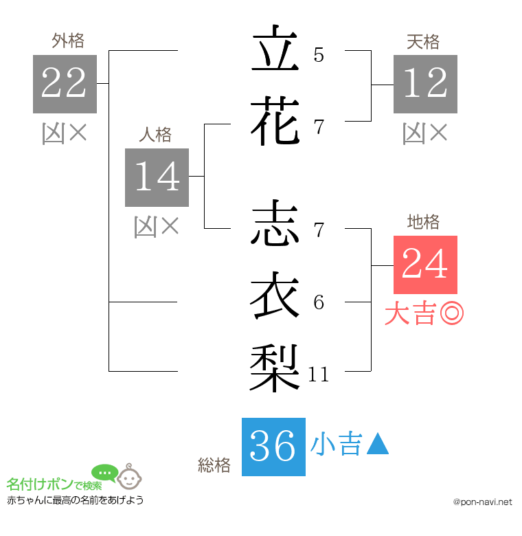 立花 志衣梨さんの姓名判断結果