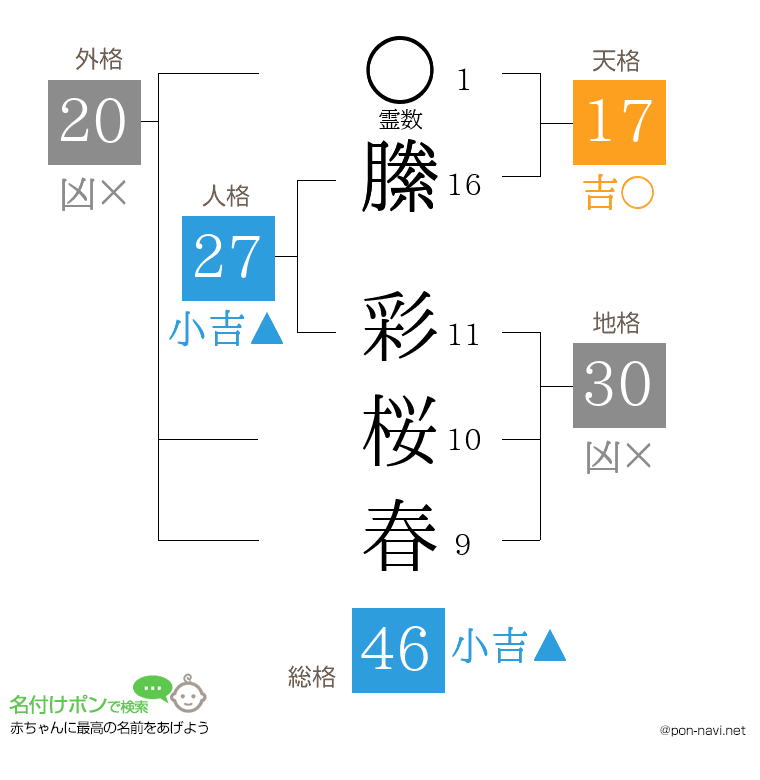 縢 彩桜春さんの姓名判断結果