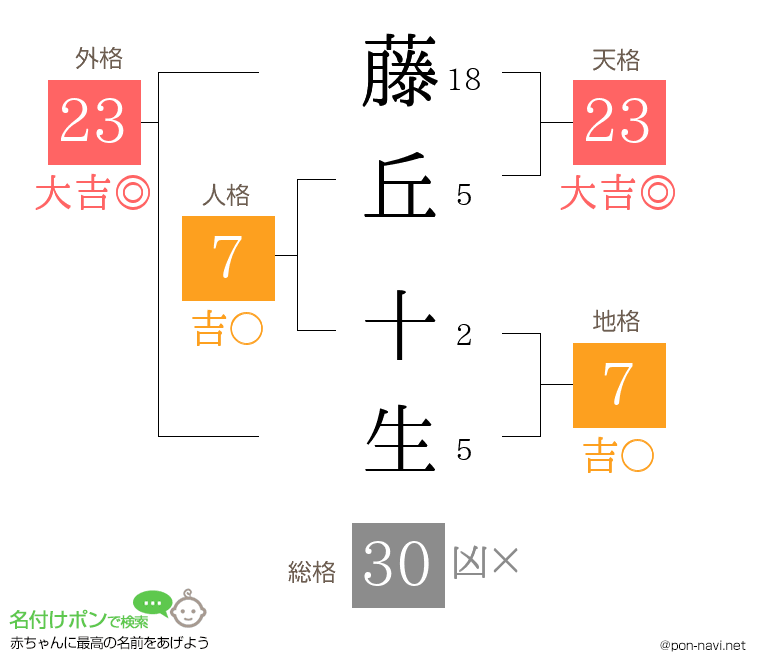 藤丘 十生さんの姓名判断結果