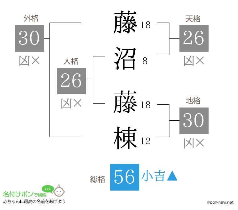 藤沼 藤棟さんの姓名判断結果