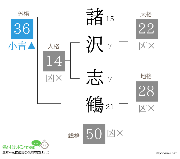 諸沢 志鶴さんの姓名判断結果